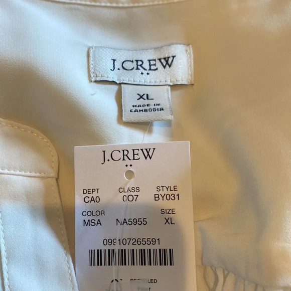 NWT J Crew White Extra Large Popover Tank Button Up V Neck Round Hem - Picture 7 of 8